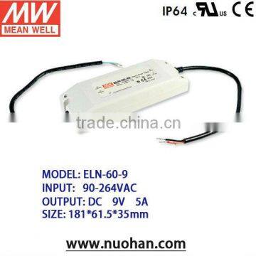 Meanwell ELN-60-9 45w 9v 5a led driver 9vdc waterproof led power supply 45w