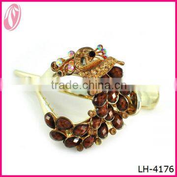 african hot sale Manufacture Peacock fancy diamond Noble Supply Hair Clips for lady