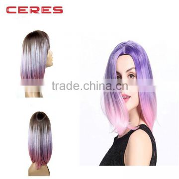 Best Quality Heat Resistant Synthetic Hair straight ombre color wig