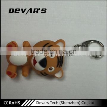 Wholesale high quality plastic tiger shaped keychain for kids