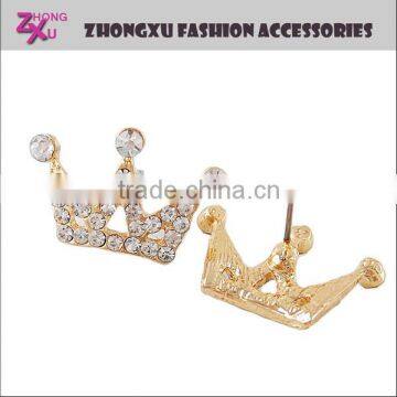 New beautiful golden popular crown earring for 2014