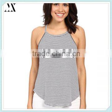 OEM 2016 Wholesale Womens Tank Sleeveless Stripes Halter Multicolor Tank