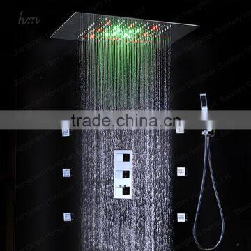European shower jet system 360*500mm wall panel embeded ceiling rainfall shower head set with body jet