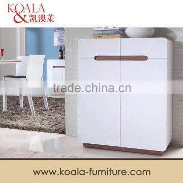 Shoe Cabinet in White High Gloss and Walnut Veneer D1908#