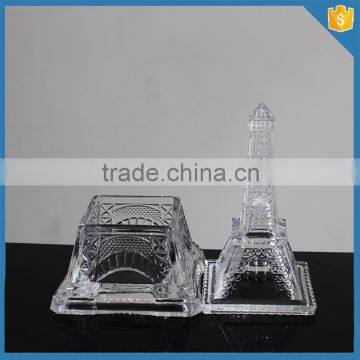 Machine Pressed Eiffel Tower Design Glass Crystal Jars For Candy