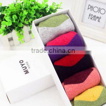 032008-H5 HIgh quality candy color warm wool woemn socks 2015