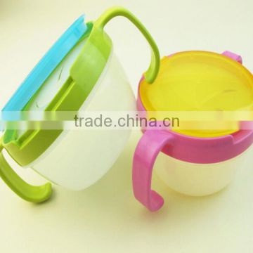 BPA free plastick baby snacks cup/baby snacks bowl with handle/baby cookies cup