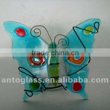 Glass butterfly candle holder