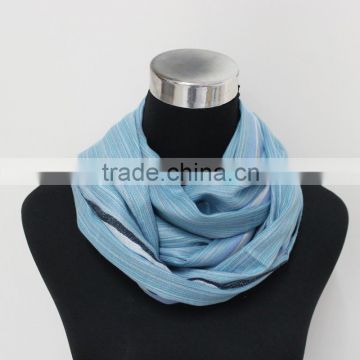 Soft Light blue solid color cotton scarf with beautiful unnormal fringe