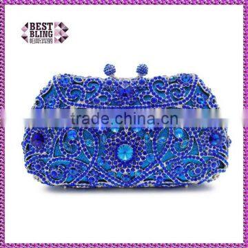 royal blue crystal box evening clutch bags rhinestone crystal clutch bag ladies wedding bags (8651A-B2)