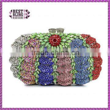 Newest colorful pumpkin design hard case crystal clutch purse woman handbag (8792A-C2)