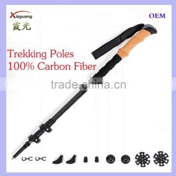 Super light telescopic 100% carbon fiber walking sticks with fast lock