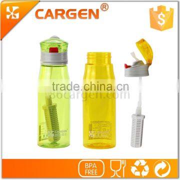 Flip lid plastic drinking bottle with carbon filter