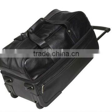 Leather trolley duffel bag