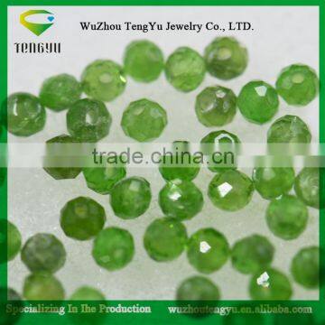 Round Facet Shape Natural Green Chrome Diopside Beads photo-2