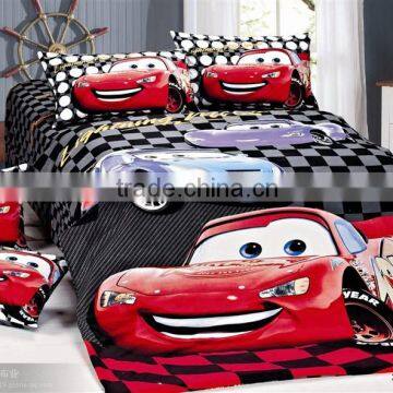 cotton cartoon printed bedding set for kids,car bedding set