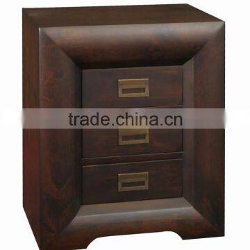 Simple design 3 drawer solid wood night stand