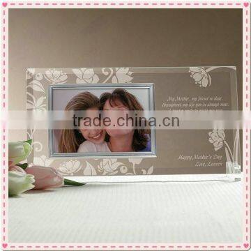 Engraved Frameless Glass Photo Frame For Mother's Day