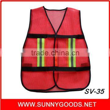 Red Adult Reflective Adjustable Safety Vest photo-2