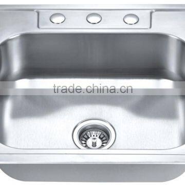 Stainless Steel Single Bowl Above Counter Hand Wash Basin Kitchen Sink GR-2522A
