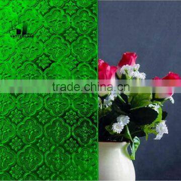 shower screen toughened pattern glass/green colored patterned glass/pattern tinted glass