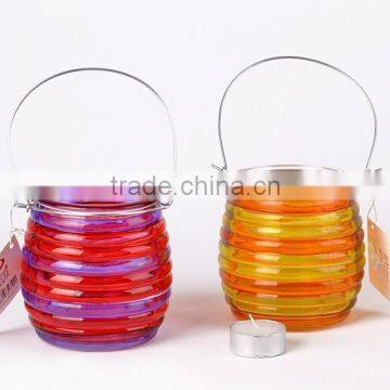 Cheap Hotsale Colorful Glass Vase With Iron Handle for Home Decoration photo-4