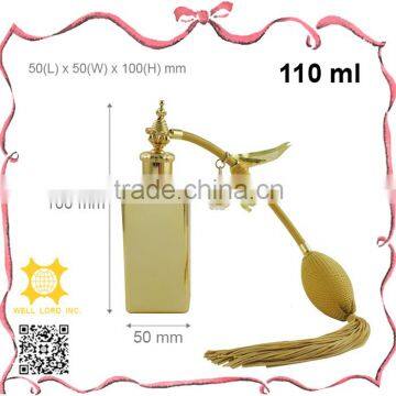 Luxury Arabic style 110ml golden hot stamping fragrance bulb sprayer