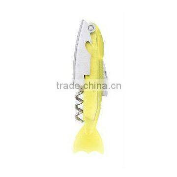 colorful fish shape corlscrew wine opener with knife,waiter's corkscrew