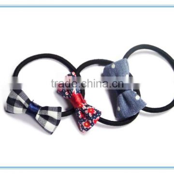 New design fashion rubber band girls and children ribbon hair elastic with fabric bow with elastic band