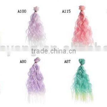 Purple Ombre Wavy Hair Curly Extension Bundles for Doll photo-6