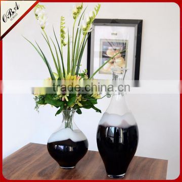 Wholesale high-grade transparent artificial blown clear glass vase for wedding