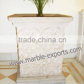 pure handcarved nature marble stone garden flower pot