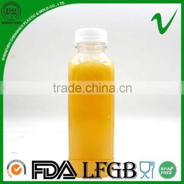 450ml Cold Press Juice Clear Plastic French Square Bottles With Food Grade
