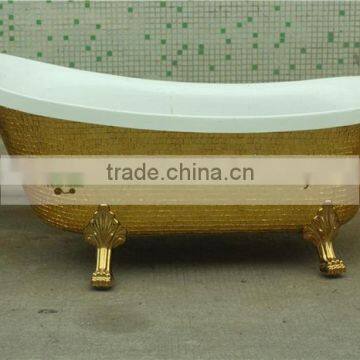 MB PBT-SL-G01 handmade artworks golden mosaic tile bathroom mosaic decor mosaic bathtub