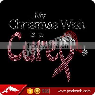 Ribbon Custom Rhinestone Transfer My Christmas Wish is a Cure Motif Iron on