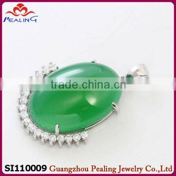 semi circle surrounded real genuine aventurine gemstone green pendants 925 silver jewelry