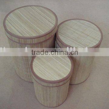 natrual color with lid bamboo laundry basket