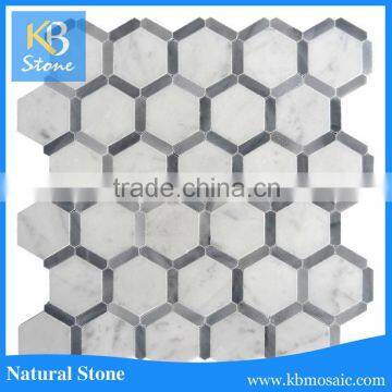 bianco carrara and italy gray honed hexagon marble mosaic tiles distributor