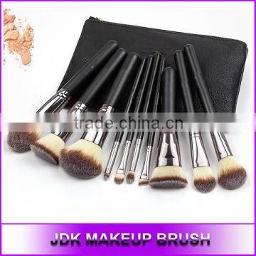 Personalized Premium 10pcs synthetic makeup cosmetic brush set PU Leather bag Vegan makeup brush set of 10 with private label