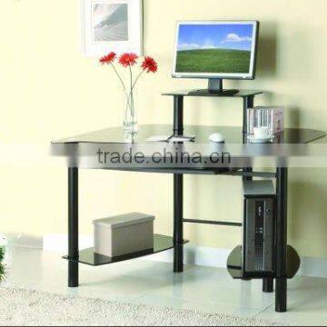 Steel computer desk with glass