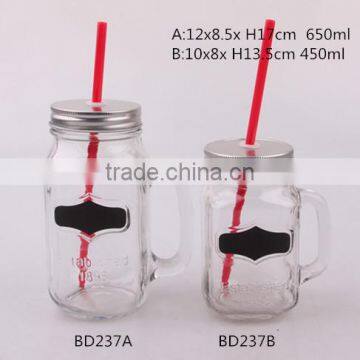 Good Quality Glass Jar With Handle and Black Board