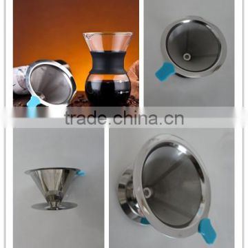 Pour over coffee dripper + cup stand/stainless steel paperless coffee filter/Eco-friendly and reusable coffee maker