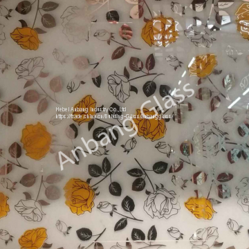 decorative art glass, acid etched design glass ,titanium glass, pattern glass, mirror glass shahe glass