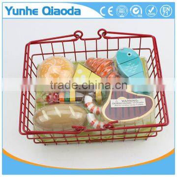 Wooden Food Lunch Basket Set for Years of Play Wooden 9 Piece Food Basket photo-2
