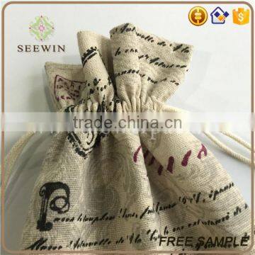 Drawstring Small Printed Pocket Artificial Jute Bag photo-6