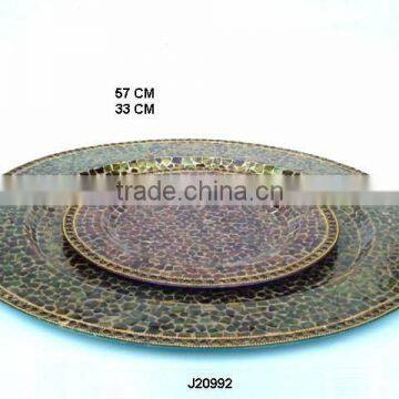 Glass Mosaic Round plate made in Iron