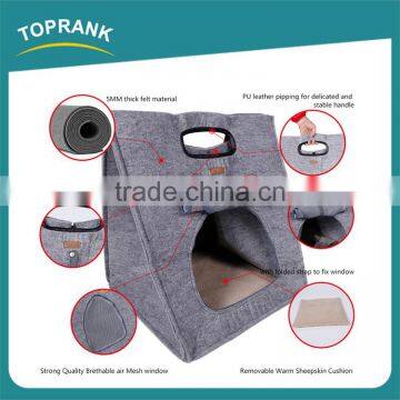 New Design 3 In1 Warm Soft Cat House Dog Bed Felt Cloth Collapsible Portable Pet Carrier photo-3