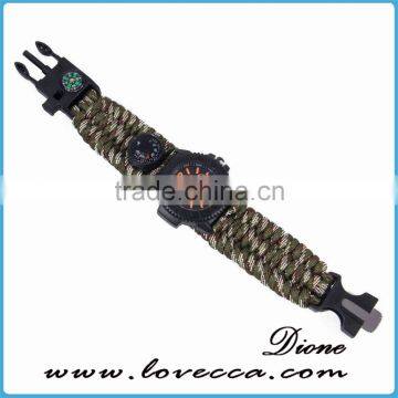 Survival Paracord Outdoor Bracelet Multifunction Watch With Compass Thermometer Whistle photo-2