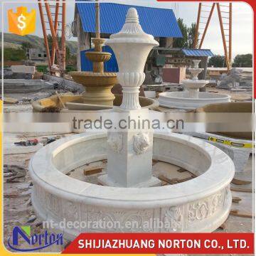 Small pump yard antique marble two layers lion fountain NTMF-S031Y