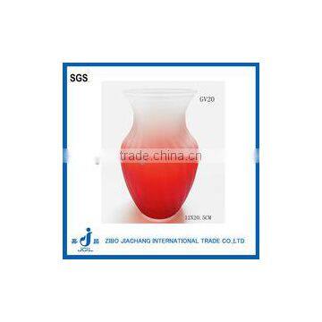 transparent red and blue decorative glass vase